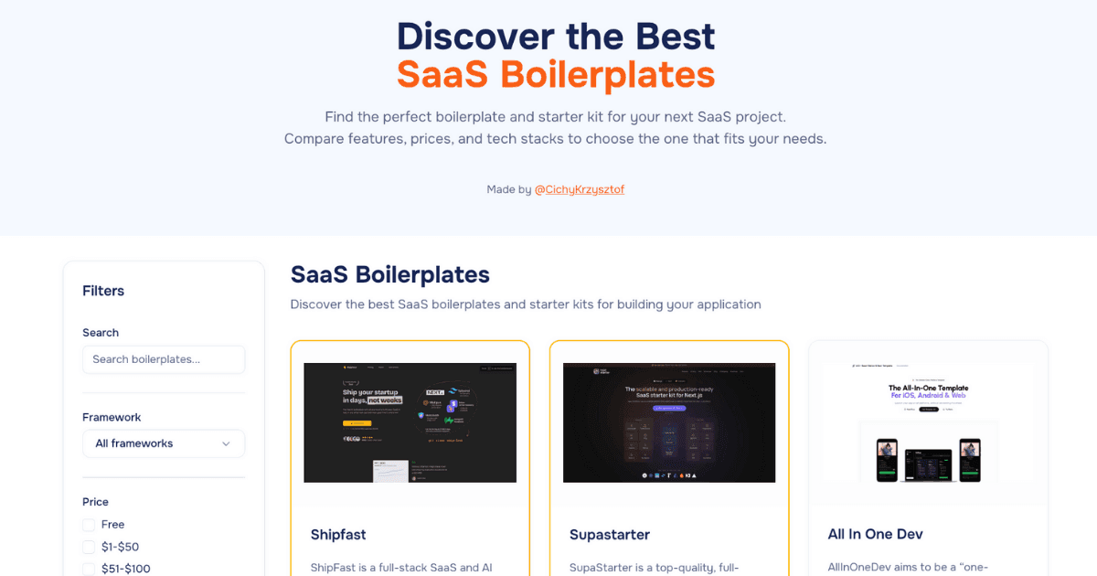 Best SaaS Boilerplates & Starter Kits - Product Image