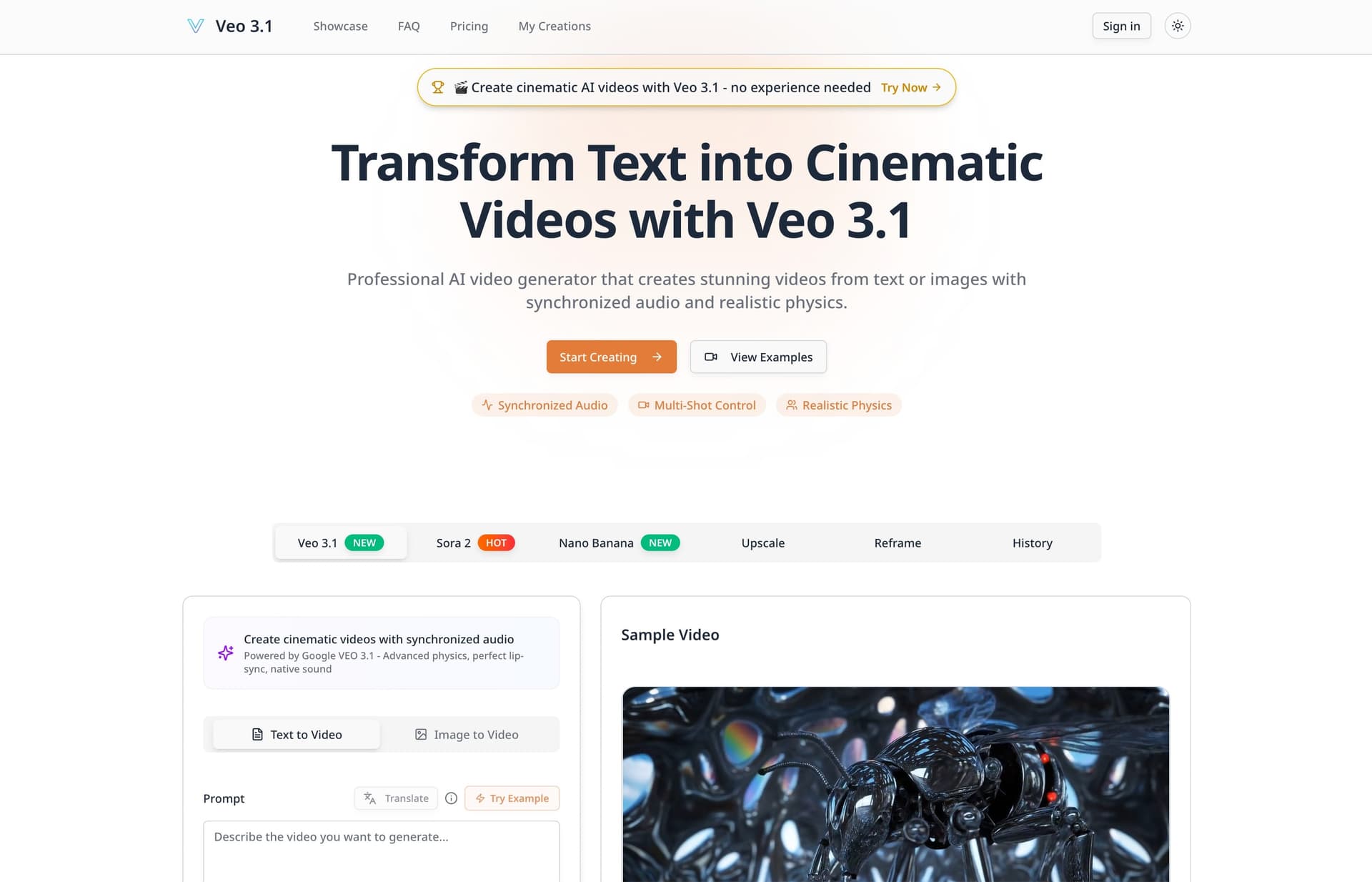 Veo 3.1 - Cinematic AI Video Generator with Audio - Product Image