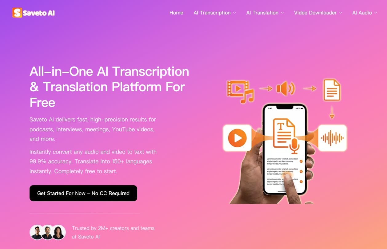 Saveto AI: All-in-One AI Video Transcriber and Summarizer Tool - Product Image