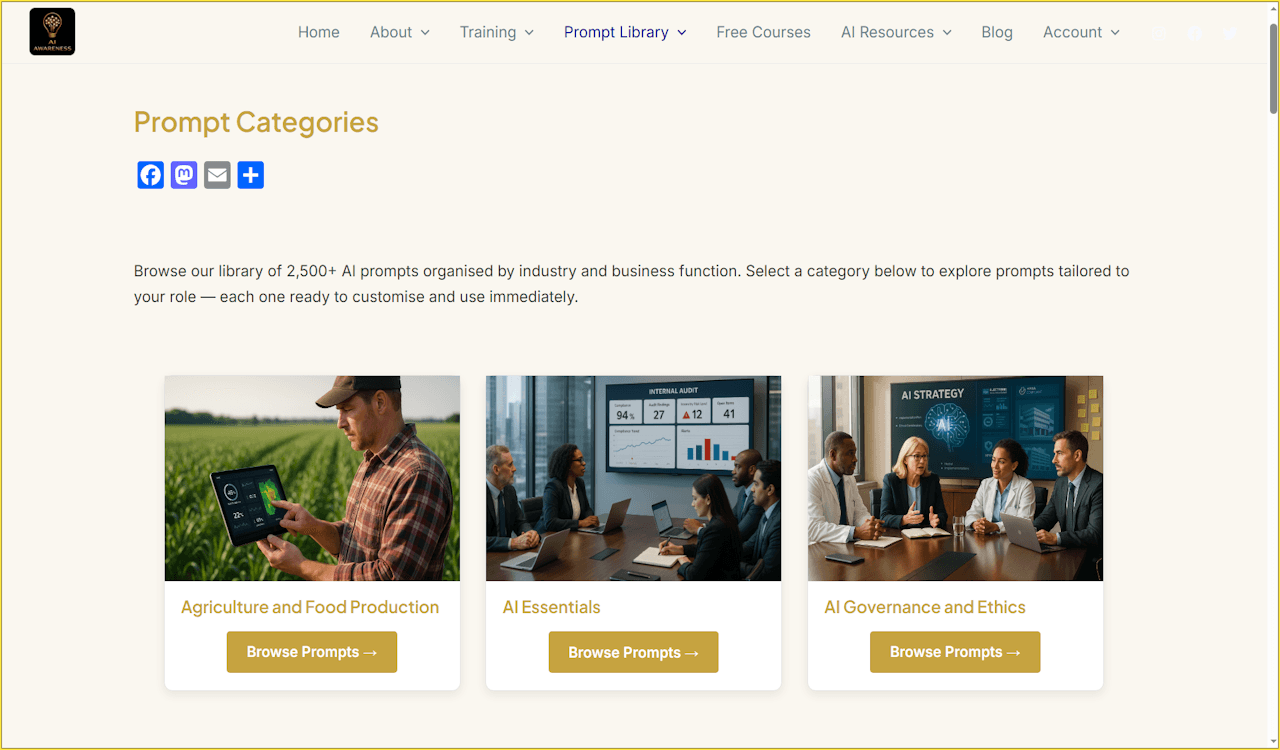 Free AI Awareness Prompt Library - Product Image
