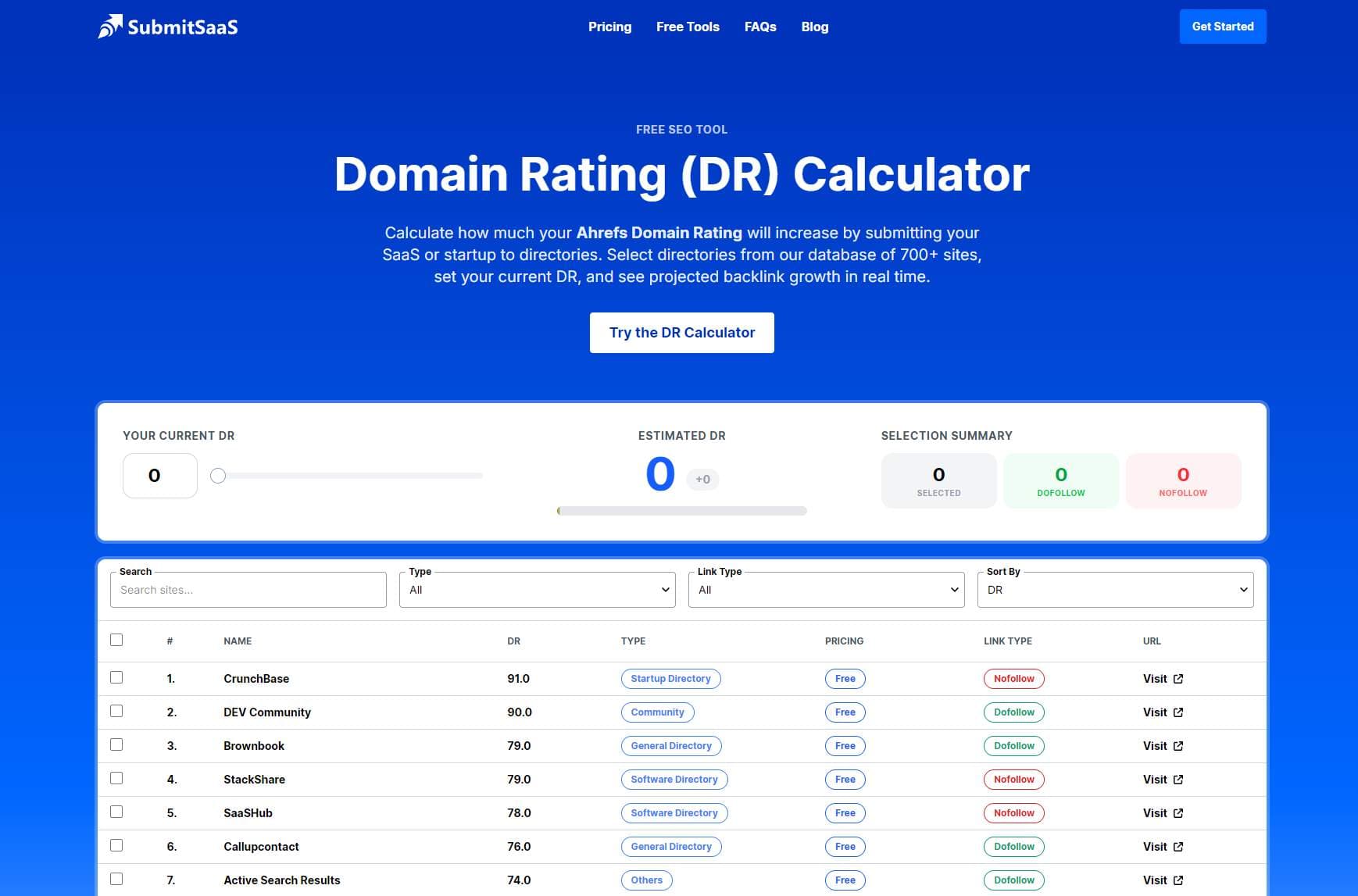 SubmitSaaS Domain Rating Calculator - Product Image