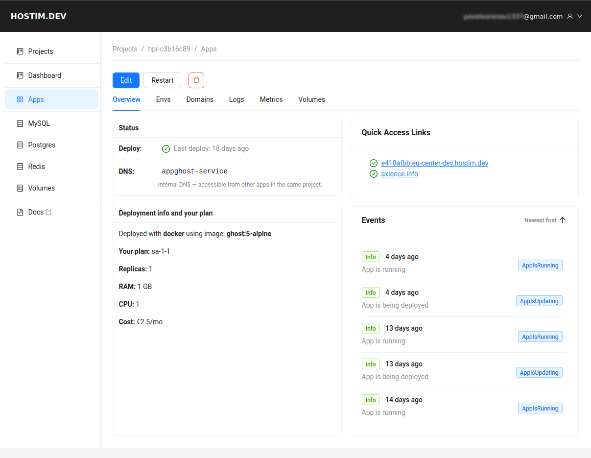Hostim.dev - Product Image