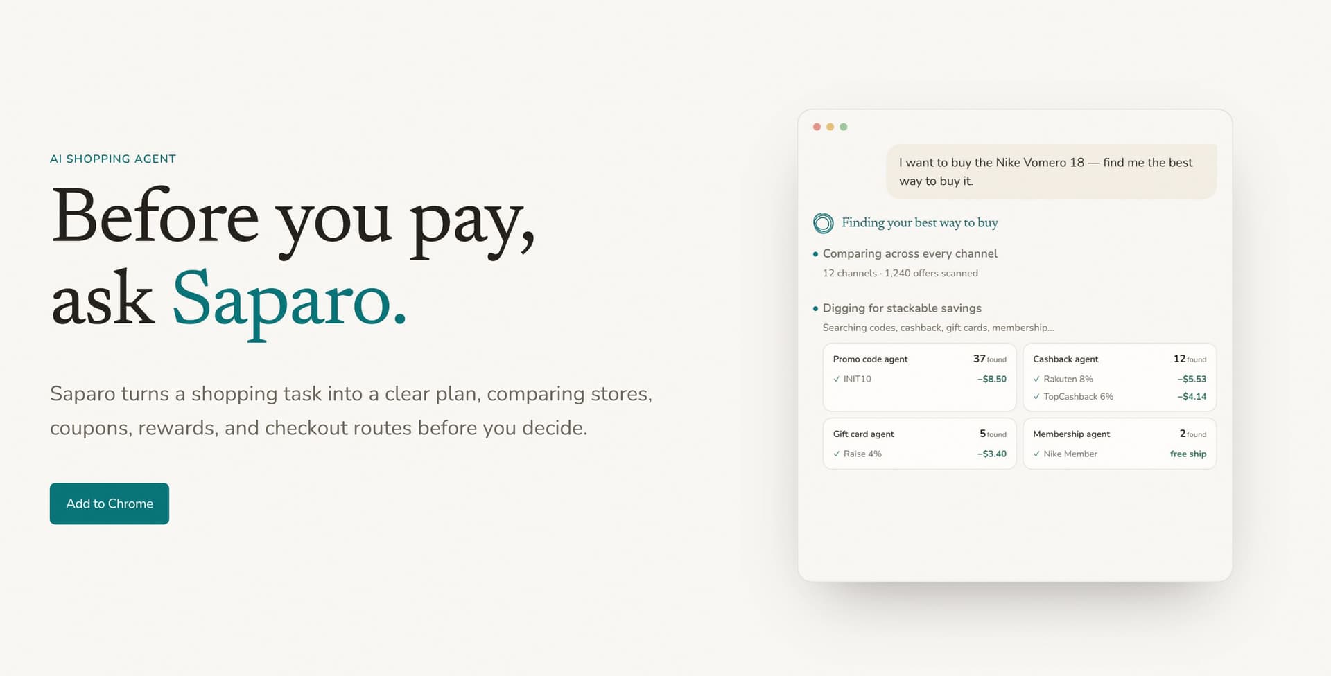 Saparo | AI Shopping Agent - Product Image