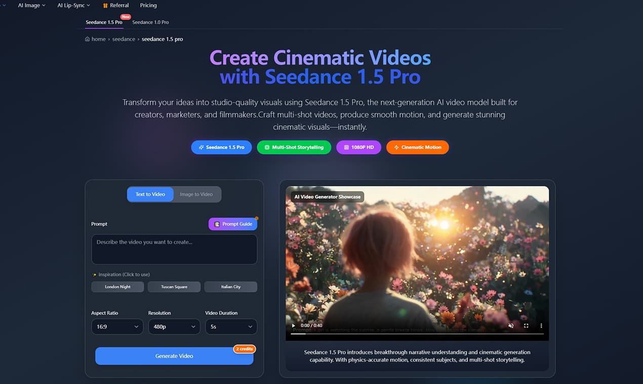 Seedance 1.5 Pro AI Video Generator - Product Image