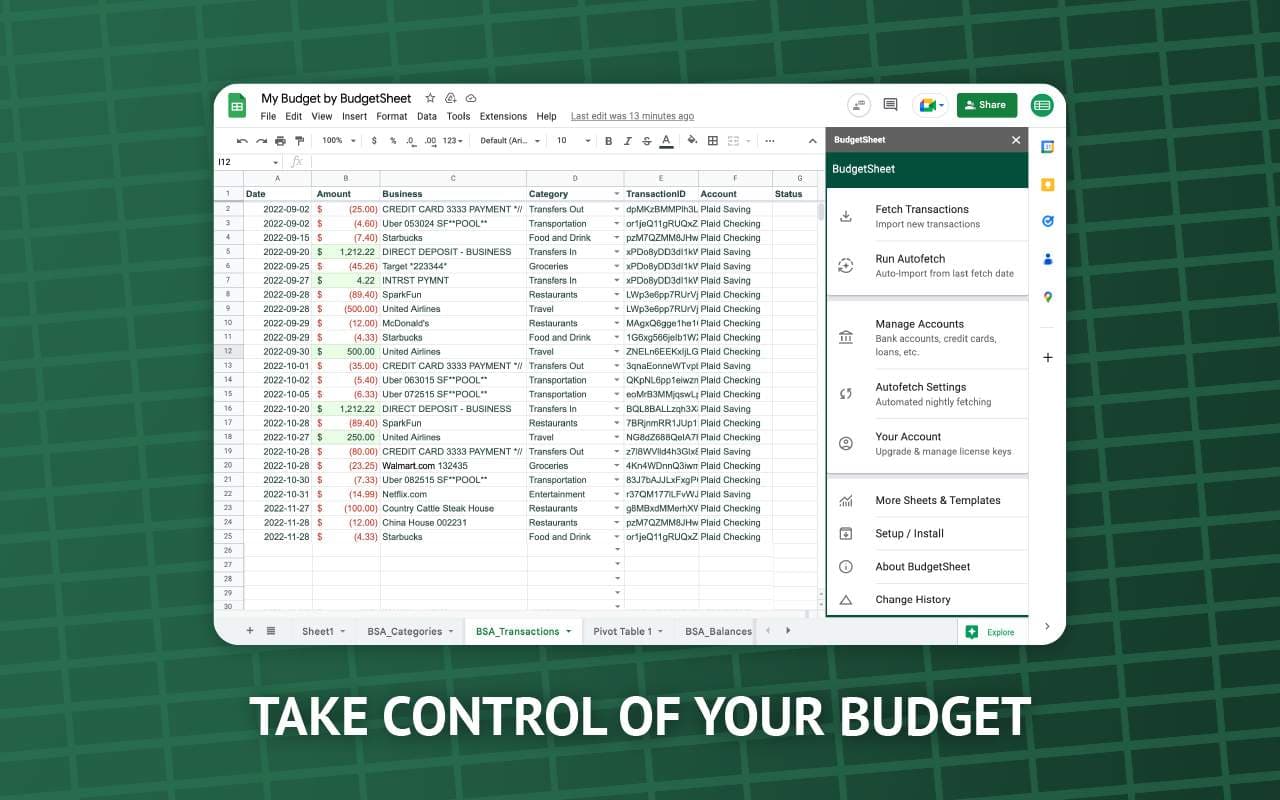 BudgetSheet - Product Image