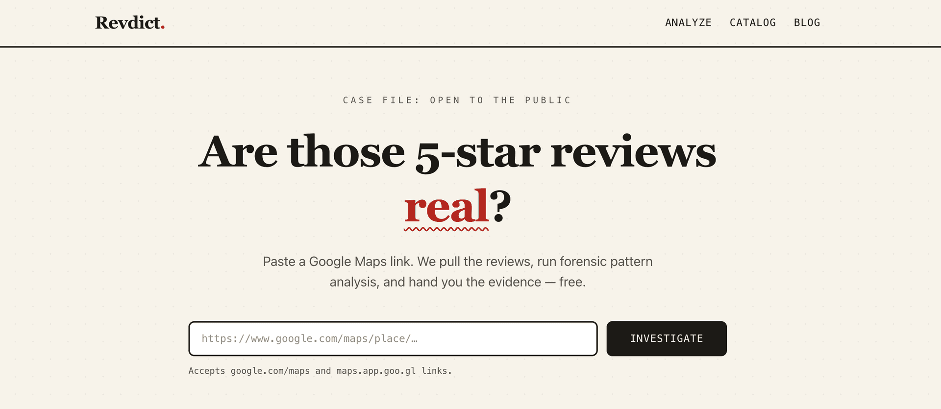 Revdict – Free Google Maps Fake Review Checker - Product Image