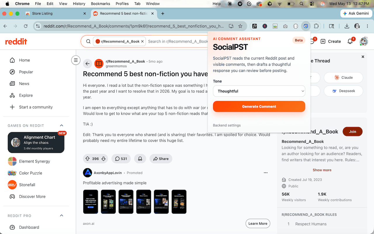 AI Reddit Comment Assistant - Product Image