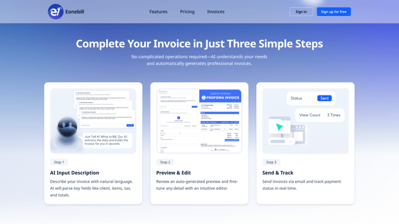 Eonebill-Just Describe and Bill - Product Image