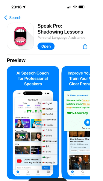 Speak Pro: Shadowing Lessons  - Product Image