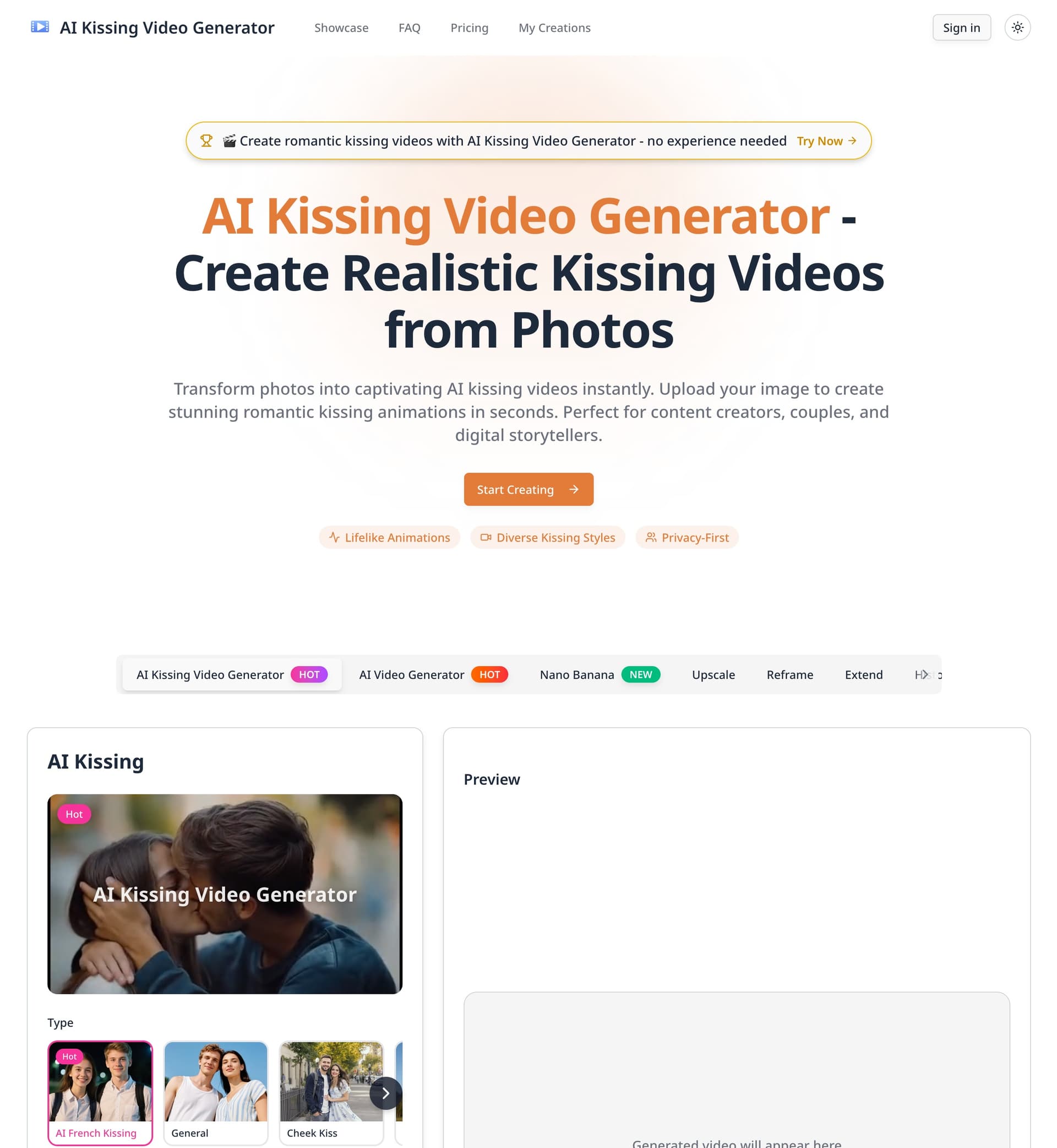 AI Kissing Video Generator - Product Image